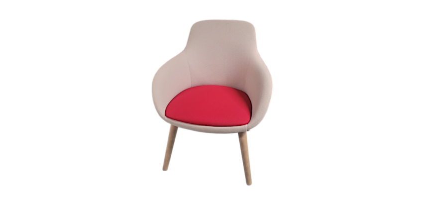 Chauffeuse Sokoa Eneka beige assise rouge - Reconditionné