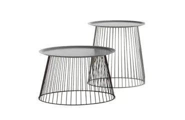Lot 2 tables basses rondes/coniques LINZI en métal noir - Reconditionné