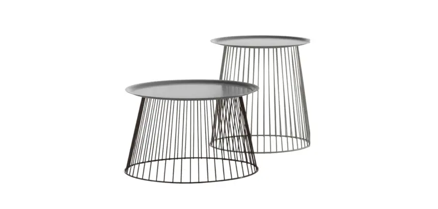 Lot 2 tables basses rondes/coniques LINZI en métal noir - Reconditionné