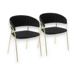 Chaise en tissu noir/pieds or DESIR - Reconditionné