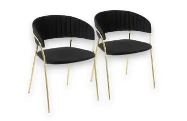 Chaise en tissu noir/pieds or DESIR - Reconditionné