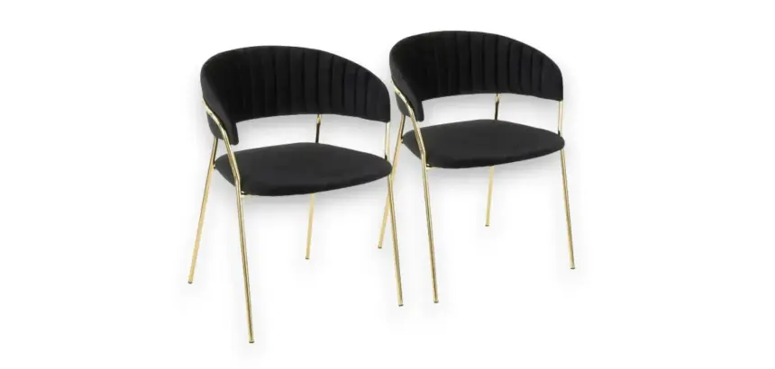 Chaise en tissu noir/pieds or DESIR - Reconditionné