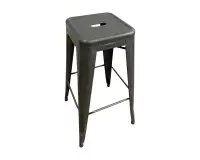 Tabouret haut Tolix gris brut verni H75 MANON - Reconditionné