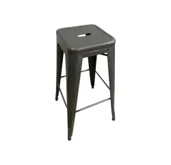 Tabouret haut Tolix gris brut verni H75 MANON - Reconditionné