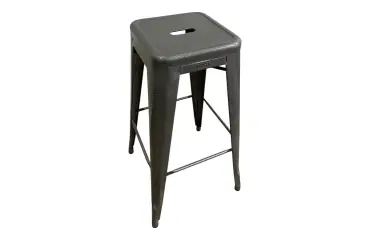 Tabouret haut Tolix gris brut verni H75 MANON - Reconditionné