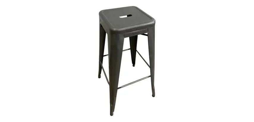 Tabouret haut Tolix gris brut verni H75 MANON - Reconditionné