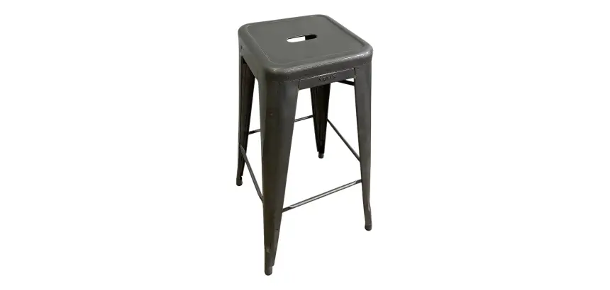 Tabouret haut Tolix gris brut verni H75 MANON - Reconditionné