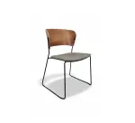 Chaise de réunion ARC assise grise/dossier bois WORA - Reconditionné