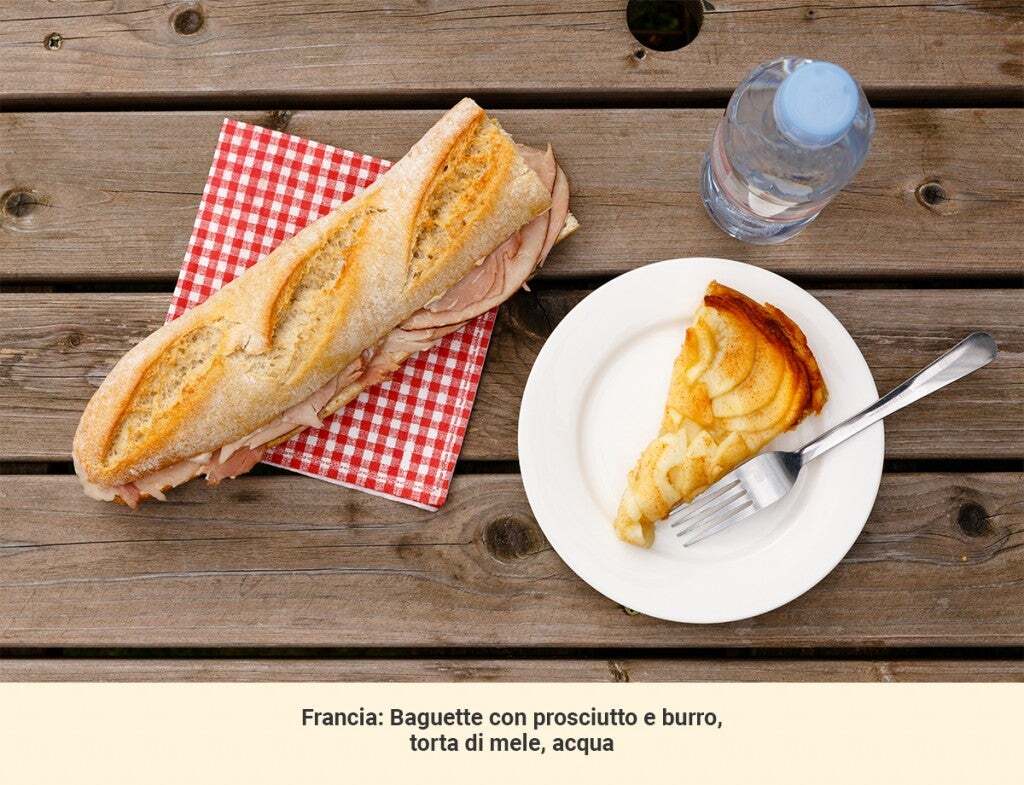 Baguette con burro e prosciutto