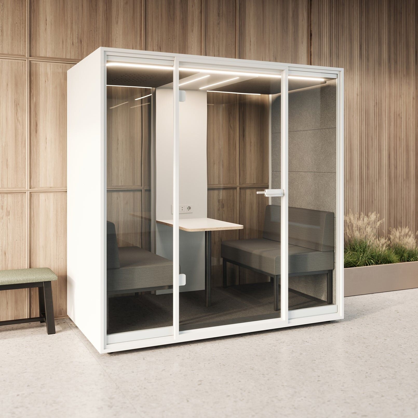 Cabine acoustique avec table