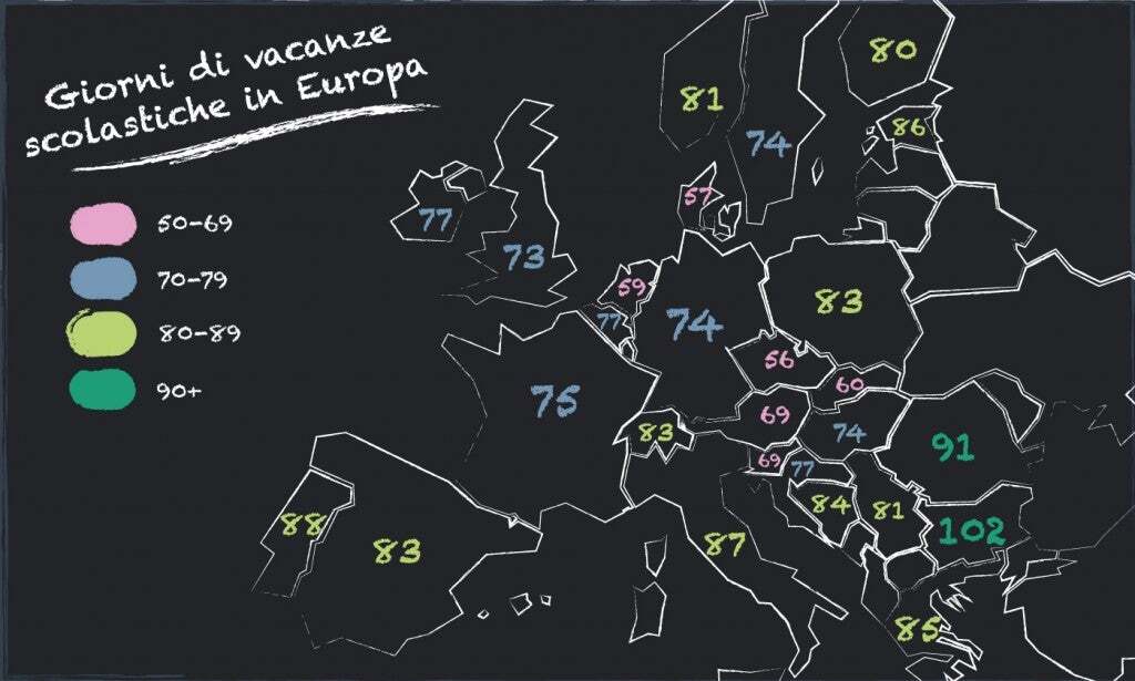 Mappa dei giorni di vacanza in Europa