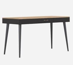 Bureau home office noir et chêne avec pieds scandinaves