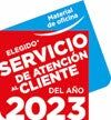 Un cartel azul y rojo