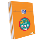 Lot De 3 Blocs Orange Oxford Agrafes 210X297 160P Optik P. Q5/5 Blanc