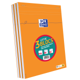 Lot De 3 Blocs Orange Oxford Agrafes 210X297 160P Optik P. Q5/5 Blanc