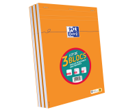 Lot De 3 Blocs Orange Oxford Agrafes 210X297 160P Optik P. Q5/5 Blanc