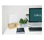 Lampe deko unilux led blanc/bois