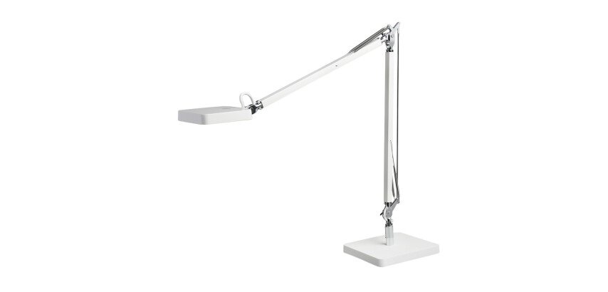 Lampe Tomio unilux 2,0 led double bras sur socle blanche