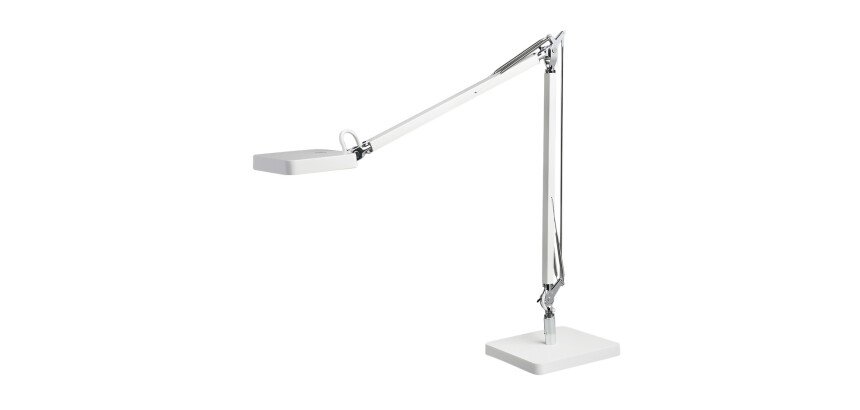 Lampe Tomio unilux 2,0 led double bras sur socle blanche