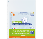 50 Pochette Perforee Oxford Quickin Sach A4 PP50 Lisse Incolore Pav