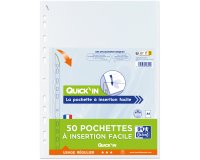 50 Pochette Perforee Oxford Quickin Sach A4 PP50 Lisse Incolore Pav
