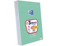 3 blocs oxford smart agrafes 4 trous 210x315 160p seyes optik paper assortis