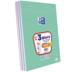 3 blocs oxford smart agrafes 4 trous 210x297 160p Q5 optik paper assortis