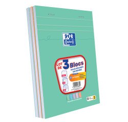 3 blocs oxford smart agrafes 4 trous 148x210 160p Q5 optik paper assortis