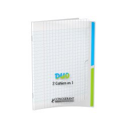 Cahier 2 sections conquerant classique agrafe 170x220 96p 90g seyes endosse polypro 90pages incolore