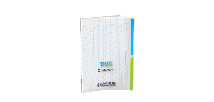 Cahier 2 sections conquerant classique agrafe 170x220 96p 90g seyes endosse polypro 90pages incolore