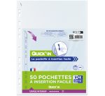 lot de 50 Pochettes perforées Oxford à insertion facile A4 polypro lisse 9/100ème - incolore