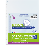 lot de 50 Pochettes perforées Oxford à insertion facile A4 polypro lisse 9/100ème - incolore