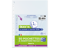 lot de 50 Pochettes perforées Oxford à insertion facile A4 polypro lisse 9/100ème - incolore
