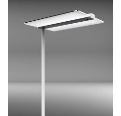 Lampadaire glasslight orius unilux led gradable sur socle blanc