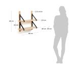 DE_Étagère murale Nazeli en bois de bouleau massif et cuir noir 60 x 60 cm