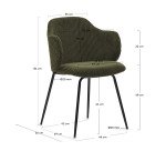 Chaise Yunia velours grosses côtes et pieds acier finition peinture beige