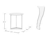 DE_Table d'appoint Raeam en verre trempé et acier finition blanche Ø 50 cm