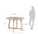 Table ronde extensible Maryse 70(120)x75cm contreplaqué de chêne et pieds hévéa massif