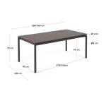 Table de jardin extensible Zaltana en aluminium noir mat 180 (240) x 100 cm