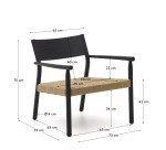 Butaca Yalia de madera maciza roble FSC 100% acabado negro y asiento de cuerda de papel