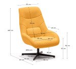 Celida swivel armchair in mustard shearling and steel with black finish