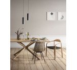 Equal chair made from rattan, with black finished steel legs