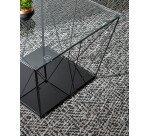 Mesa de centro Tilo cristal y estructura de acero acabado negro 60 x 60 cm