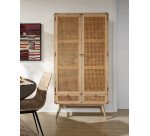Armario Nalu de madera maciza de mindi y ratán 90 x 175 cm