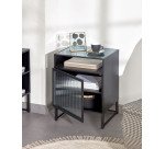 Mesita de noche Trixie acero con acabado negro 45 x 58 cm