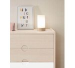 Lámpara de mesa Slat de algodón y madera de haya