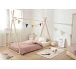 Lit tipi Maralis en bois de hêtre avec finition naturelle