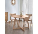 Table ronde extensible Maryse 70(120)x75cm contreplaqué de chêne et pieds hévéa massif
