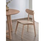 Table ronde extensible Maryse 70(120)x75cm contreplaqué de chêne et pieds hévéa massif