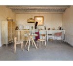 Armario Rexit madera maciza y chapa mindi con ratán 90 x 160 cm